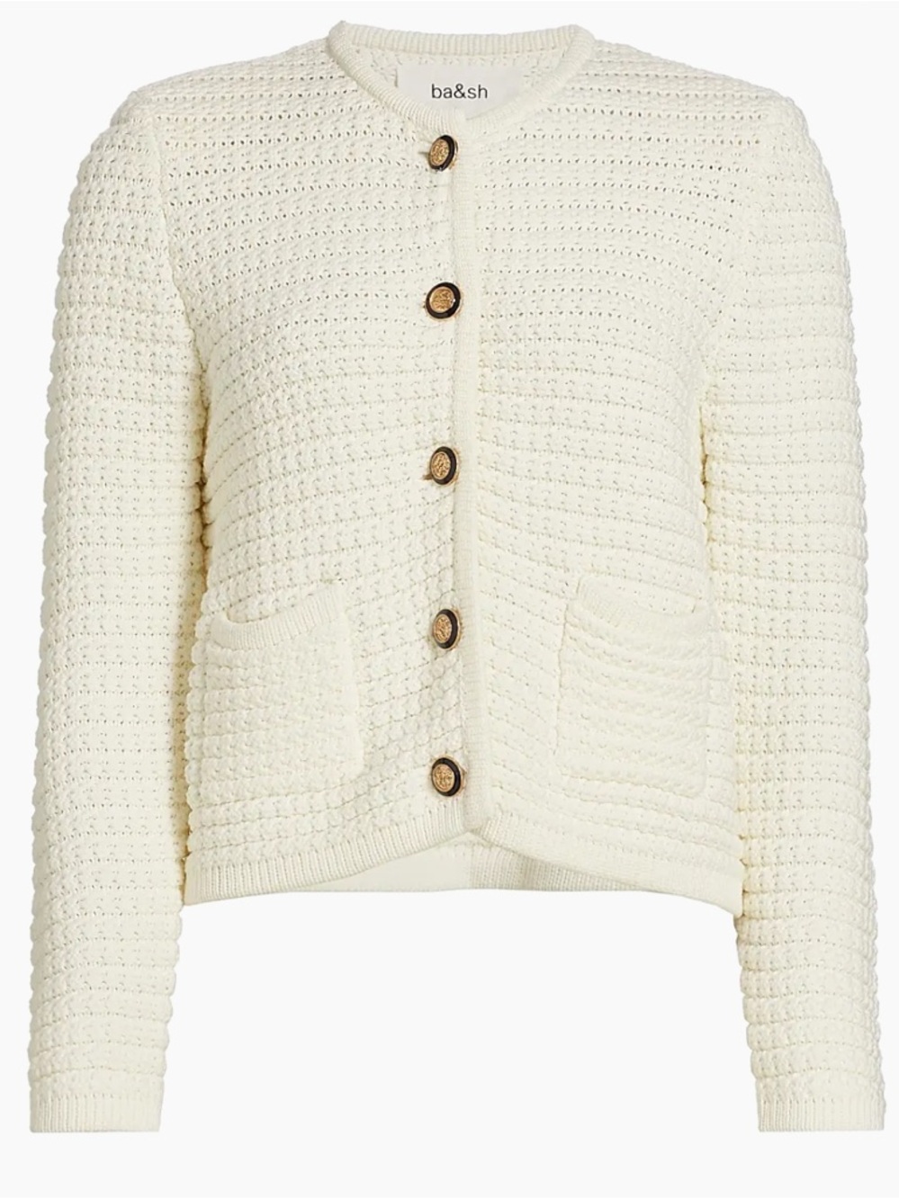 ba&sh Ecru Crochet-Style Button Front Cardigan